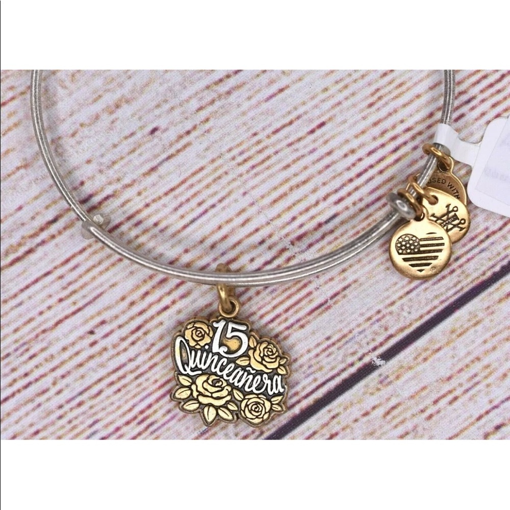 New Alex and Ani Two Toned Colored Quinceanera Charm Bracelet